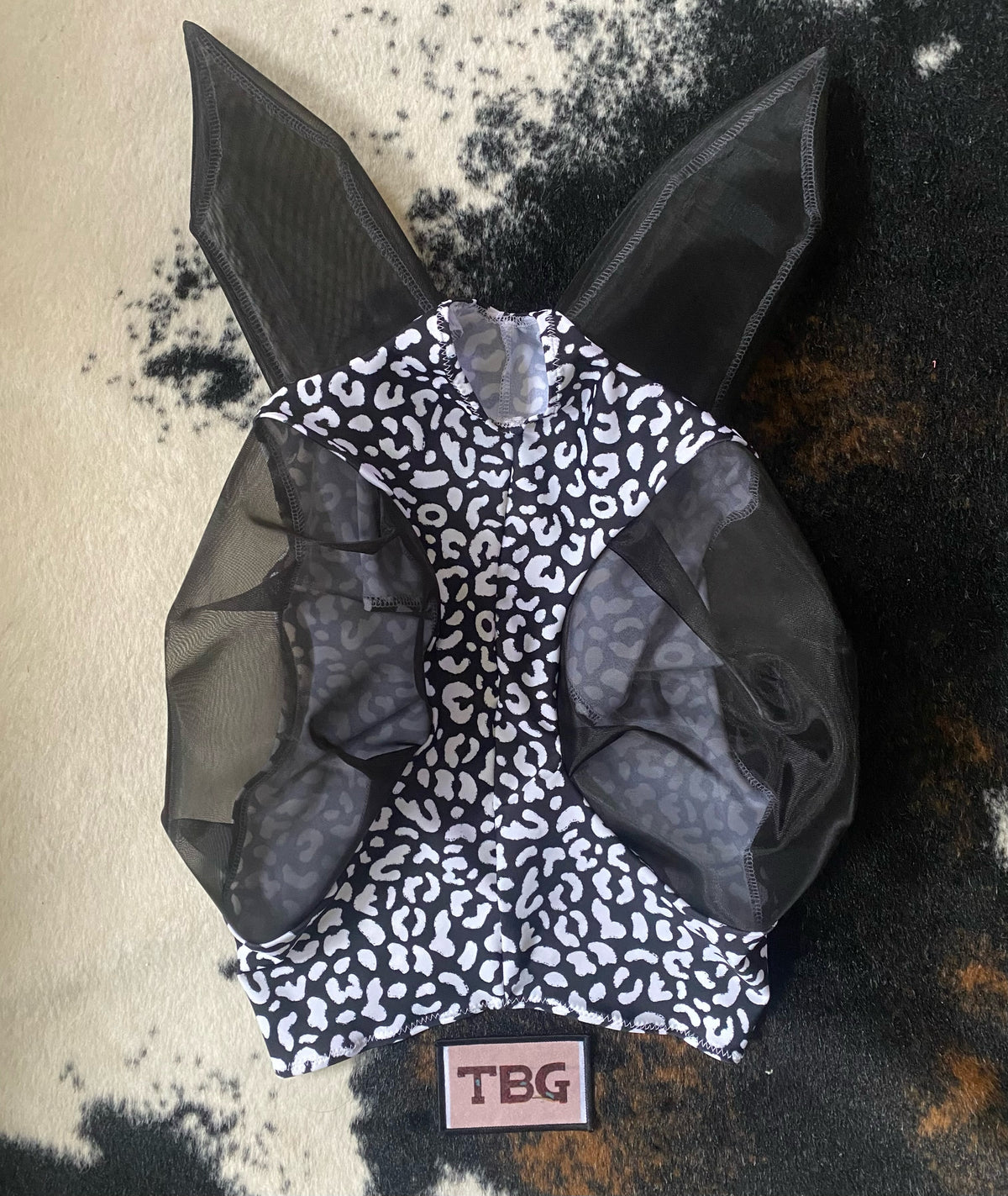 Black and White Cheetah Fly Mask