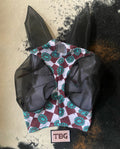Rust Checkerprint and Turquoise Fly Mask