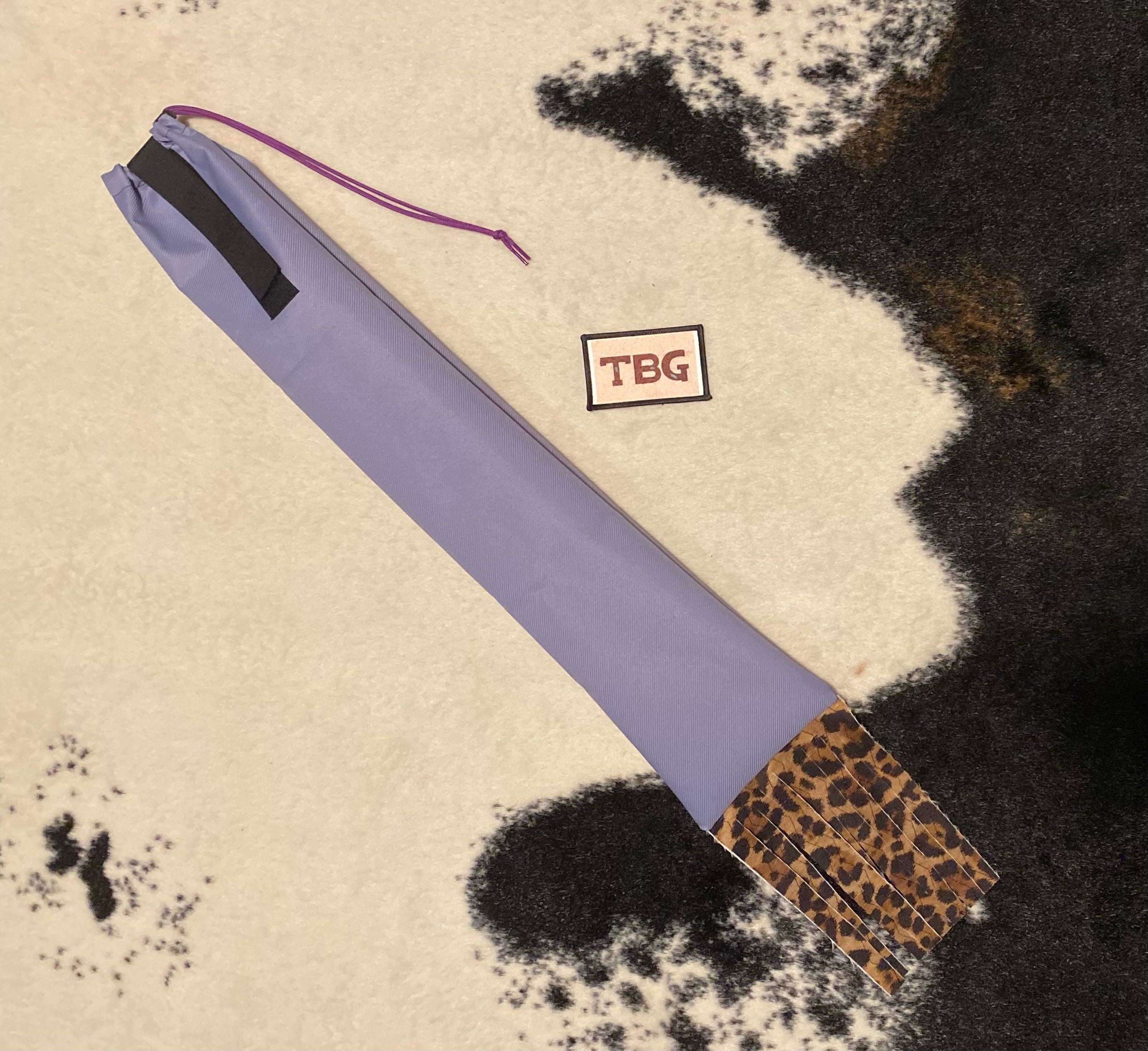 Lavender Cinched Top Waterproof Tailbag with Cheetah Fringe