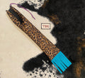 Cheetah Cinched Top Waterproof Tailbag with Turquoise Fringe