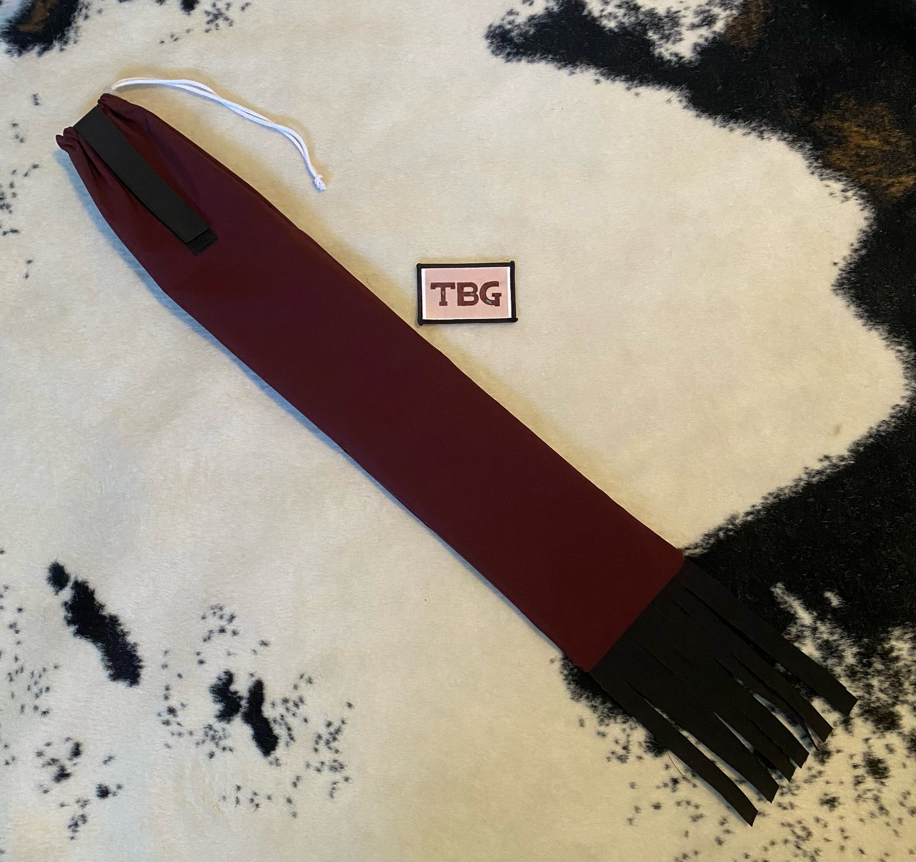 Burgundy Cinched Top Waterproof Tailbag with Black Fringe