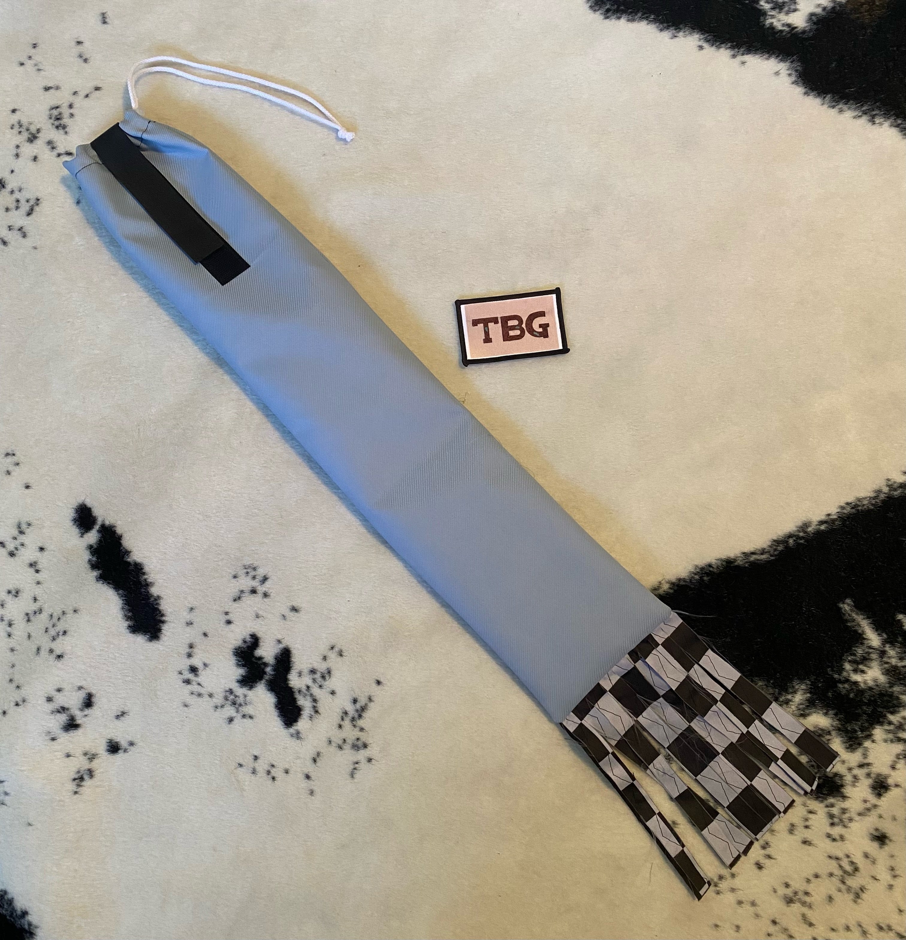 Pearl Blue Cinched Top Waterproof Tailbag with Checker Fringe