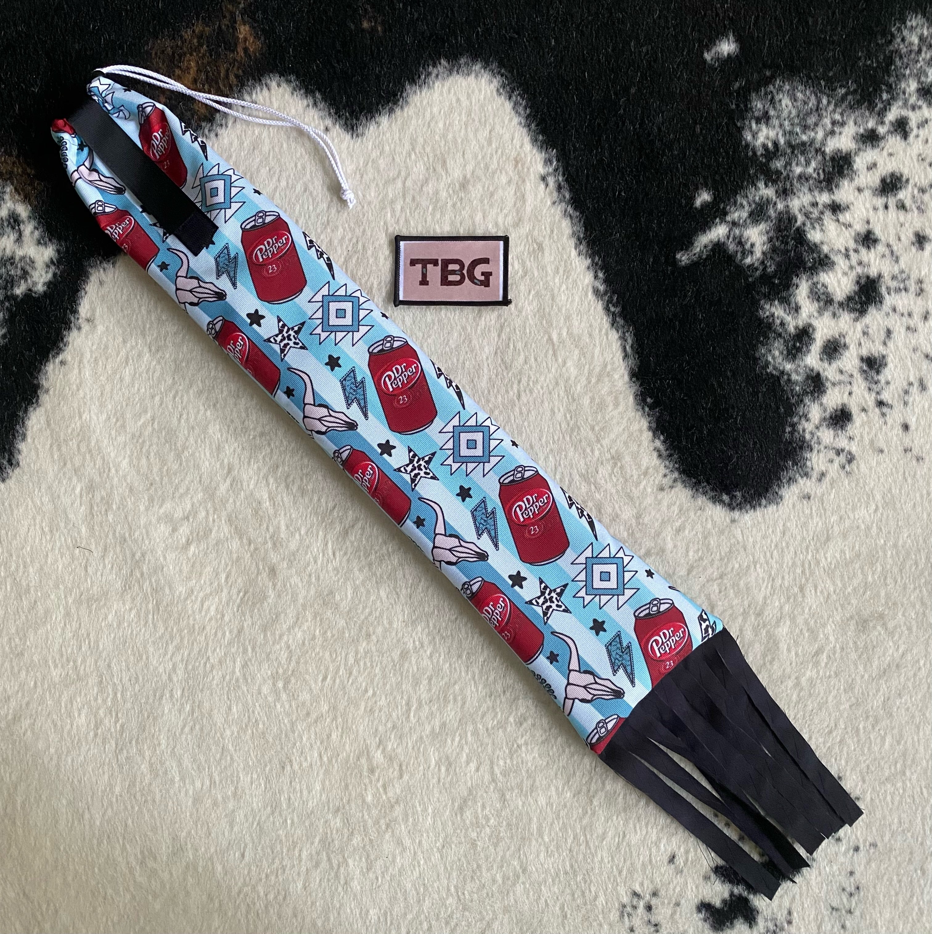 Turquoise Dr. P Cinched Top Waterproof Tailbag with Black Fringe