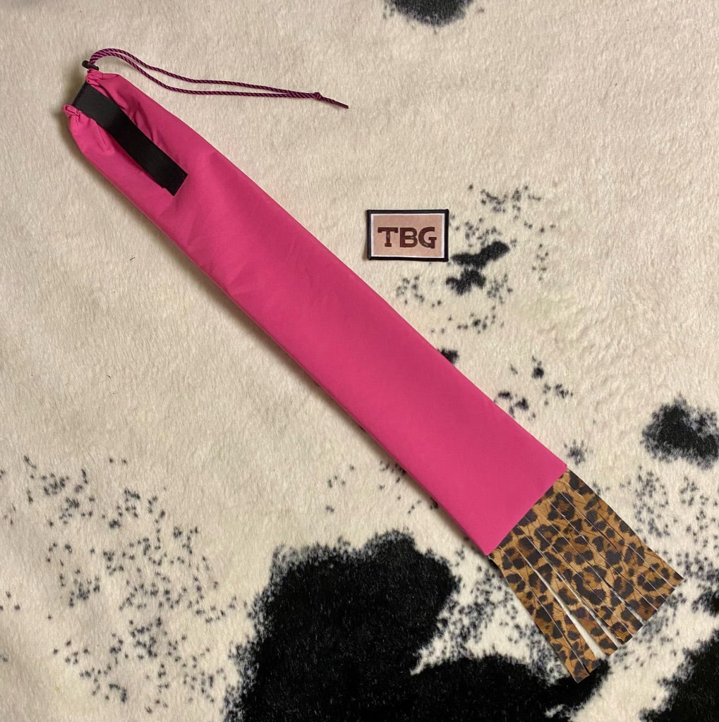 Pink Cinched Top Waterproof Tailbag with Cheetah Fringe