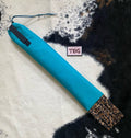 Turquoise Cinched Top Waterproof Tailbag with Cheetah Fringe