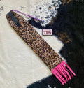 Cheetah Cinched Top Waterproof Tailbag with Pink Fringe