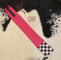 Pink Cinched Top Waterproof Tailbag with Checker Fringe